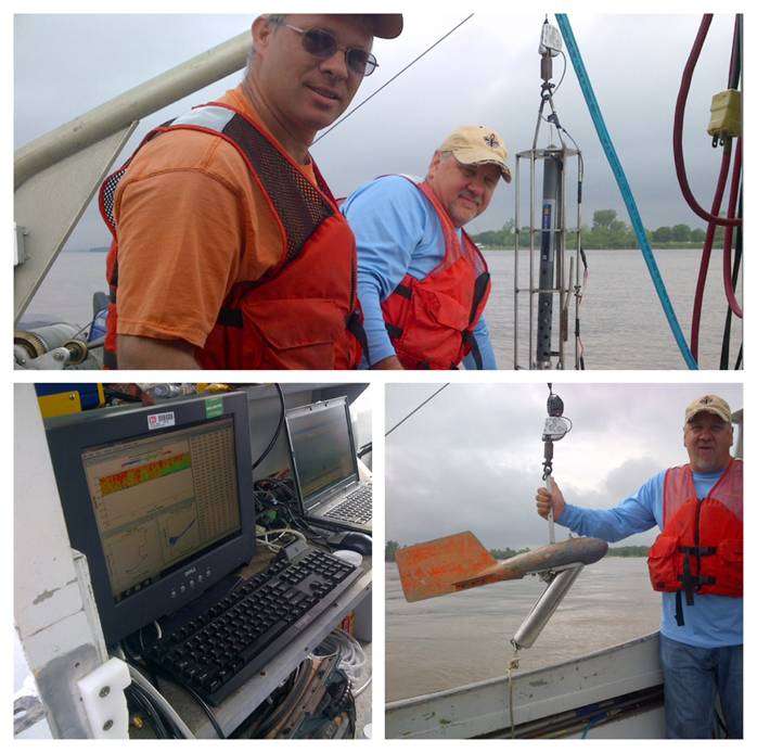 Field sampling on the Mississippi River