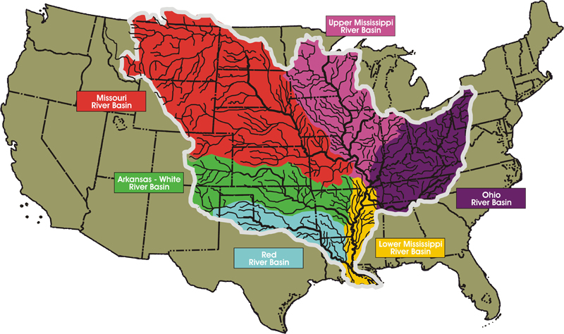 Mississippi River Basin map
